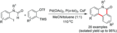 Graphical abstract: Palladium-catalyzed annulation of benzynes with N-substituted-N-(2-halophenyl)formamides: synthesis of phenanthridinones