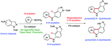 Graphical abstract: Cu-catalyzed arylation of the amino group in the indazole ring: regioselective synthesis of pyrazolo-carbazoles