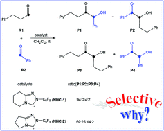 Graphical abstract: Theoretical investigation on the chemoselective N-heterocyclic carbene-catalyzed cross-benzoin reactions