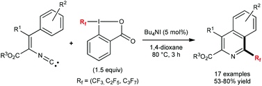 Graphical abstract: 1-Trifluoromethylated isoquinolines via radical trifluoromethylation of isonitriles