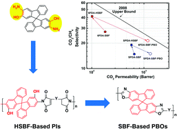 Graphical abstract: Pristine and thermally-rearranged gas separation membranes from novel o-hydroxyl-functionalized spirobifluorene-based polyimides