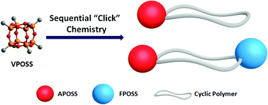 Graphical abstract: Precision synthesis of macrocyclic giant surfactants tethered with two different polyhedral oligomeric silsesquioxanes at distinct ring locations via four consecutive “click” reactions