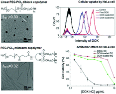 Graphical abstract: Amphiphilic poly(ethylene glycol)-poly(ε-caprolactone) AB2 miktoarm copolymers for self-assembled nanocarrier systems: synthesis, characterization, and effects of morphology on antitumor activity