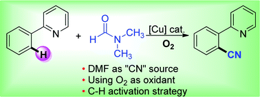 Graphical abstract: Cu-mediated C–H cyanation of arenes using N,N-dimethylformamide (DMF) as the “CN” source