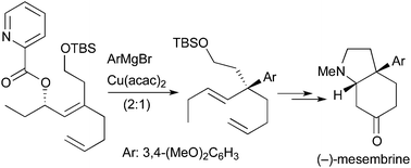 Graphical abstract: Synthesis of (−)-mesembrine using the quaternary carbon-constructing allylic substitution