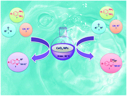 Graphical abstract: Cerium oxide nanoparticle-catalyzed three-component protocol for the synthesis of highly substituted novel quinoxalin-2-amine derivatives and 3,4-dihydroquinoxalin-2-amines in water