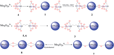 Graphical abstract: Transformations and reductions of γ-octamolybdates with their monomeric and dimeric amino polycarboxylates