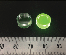 Graphical abstract: Highly transparent, bright green, sol–gel-derived monolithic silica-(Tb,Ce)PO4 glass-ceramic phosphors
