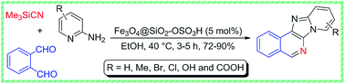 Graphical abstract: One-pot three-component synthesis of pyrido[2′,1′:2,3]imidazo[4,5-c]isoquinolines using Fe3O4@SiO2–OSO3H as an efficient heterogeneous nanocatalyst