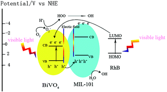 Graphical abstract: BiVO4/MIL-101 composite having the synergistically enhanced visible light photocatalytic activity