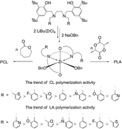 Graphical abstract: Comparative study of ring-opening polymerization of l-lactide and ε-caprolactone using zirconium hexadentate bis(aminophenolate) complexes as catalysts
