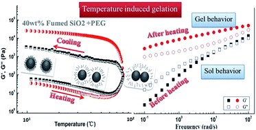 Graphical abstract: Temperature induced gelation transition of a fumed silica/PEG shear thickening fluid