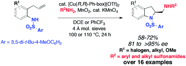 Graphical abstract: Copper-catalyzed alkene diamination: synthesis of chiral 2-aminomethyl indolines and pyrrolidines