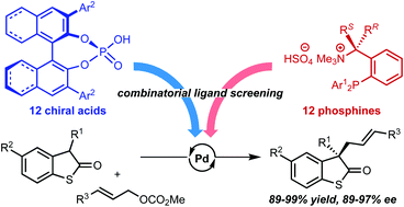 Graphical abstract: In situ generation of ion-paired chiral ligands: rapid identification of the optimal ligand for palladium-catalyzed asymmetric allylation