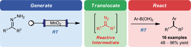 Graphical abstract: Flow chemistry as a discovery tool to access sp2–sp3 cross-coupling reactions via diazo compounds