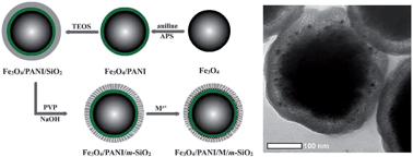 Graphical abstract: Fe3O4/PANI/m-SiO2 as robust reactive catalyst supports for noble metal nanoparticles with improved stability and recyclability