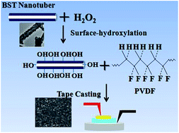Graphical abstract: Significantly enhanced dielectric property in PVDF nanocomposites flexible films through a small loading of surface-hydroxylated Ba0.6Sr0.4TiO3 nanotubes