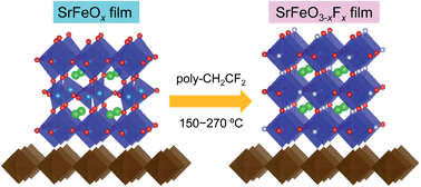 Graphical abstract: Topotactic fluorination of strontium iron oxide thin films using polyvinylidene fluoride