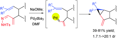 Graphical abstract: An entry to vinylcyclopropane through palladium-catalyzed intramolecular cyclopropanation of alkenes with unstabilized allylic tosylhydrazones