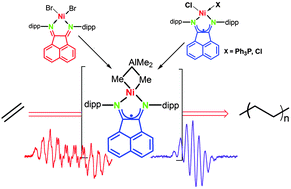Graphical abstract: The ligand redox behavior and role in 1,2-bis[(2,6-diisopropylphenyl)imino]-acenaphthene nickel–TMA(MAO) systems for ethylene polymerization
