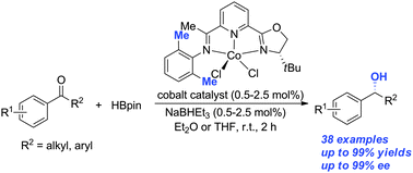 Graphical abstract: Cobalt-catalyzed asymmetric hydroboration of aryl ketones with pinacolborane
