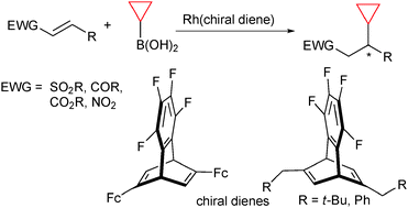 Graphical abstract: Enantioselective 1,4-addition of cyclopropylboronic acid catalyzed by rhodium/chiral diene complexes