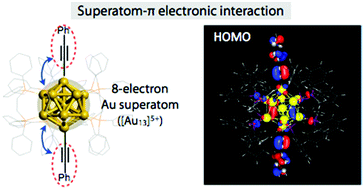 Graphical abstract: Cluster–π electronic interaction in a superatomic Au13 cluster bearing σ-bonded acetylide ligands
