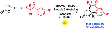 Graphical abstract: A novel visible light mediated radical cyclization of enol lactones: a concise method for fluorinated polycyclic lactone scaffolds