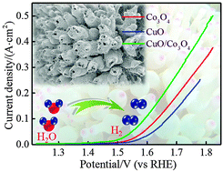 Graphical abstract: A sea anemone-like CuO/Co3O4 composite: an effective catalyst for electrochemical water splitting