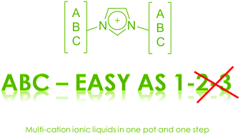 Graphical abstract: Multi-ion ionic liquids and a direct, reproducible, diversity-oriented way to make them