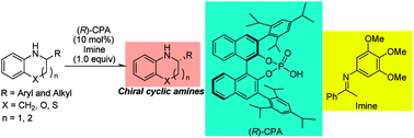 Graphical abstract: Chiral phosphoric acid catalyzed oxidative kinetic resolution of cyclic secondary amine derivatives including tetrahydroquinolines by hydrogen transfer to imines