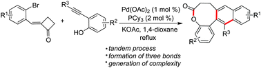 Graphical abstract: A palladium-catalyzed tandem reaction of 2-(2-bromobenzylidene)cyclobutanone with 2-alkynylphenol