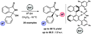 Graphical abstract: Chiral Brønsted acid-catalysed enantioselective synthesis of isoindolinone-derived N(acyl),S-acetals