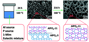 Graphical abstract: One-step synthesis of honeycomb-like AlPO4-11 macrostructures based on epitaxial growth and phase transformation mechanisms