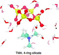 Graphical abstract: The role of a structure directing agent tetramethylammonium template in the initial steps of silicate oligomerization in aqueous solution