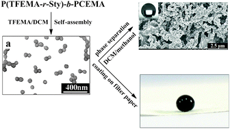 Graphical abstract: Preparation of superhydrophobic films based on the diblock copolymer P(TFEMA-r-Sty)-b-PCEMA