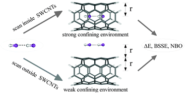 Graphical abstract: Hydrogen bonding inside and outside carbon nanotubes: HF dimer as a case study
