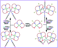 Graphical abstract: Exploring the coordinative adaptation and molecular shapes of trinuclear CuII2MII (M = Zn/Cd) complexes derived from salen type Schiff bases: structural and theoretical studies