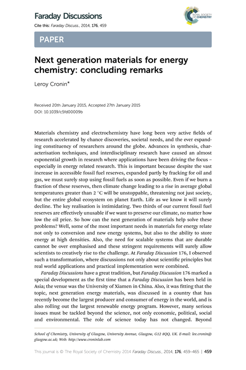 Next generation materials for energy chemistry: concluding remarks