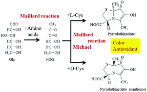 Graphical abstract: Formation scheme and antioxidant activity of a novel Maillard pigment, pyrrolothiazolate, formed from cysteine and glucose