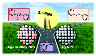 Graphical abstract: Selective reduction of nitroaromatics to azoxy compounds on supported Ag–Cu alloy nanoparticles through visible light irradiation
