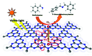 Graphical abstract: A [Fe(bpy)3]2+ grafted graphitic carbon nitride hybrid for visible light assisted oxidative coupling of benzylamines under mild reaction conditions