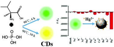 Graphical abstract: Valine-derived carbon dots with colour-tunable fluorescence for the detection of Hg2+ with high sensitivity and selectivity