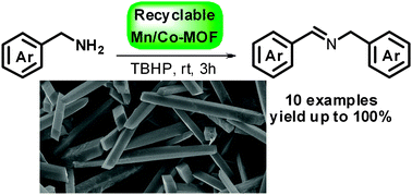 Graphical abstract: Novel transition bimetal–organic frameworks: recyclable catalyst for the oxidative coupling of primary amines to imines at mild conditions