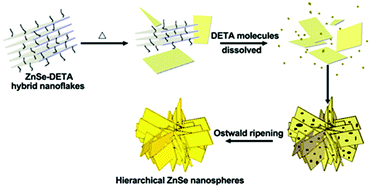 Graphical abstract: Converting 2D inorganic–organic ZnSe–DETA hybrid nanosheets into 3D hierarchical nanosheet-based ZnSe microspheres with enhanced visible-light-driven photocatalytic performances