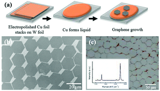 Graphical abstract: Self-assembly and continuous growth of hexagonal graphene flakes on liquid Cu