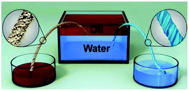 Graphical abstract: Capillary-driven spontaneous oil/water separation by superwettable twines