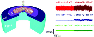 Graphical abstract: Noise and sensitivity characteristics of solid-state nanopores with a boron nitride 2-D membrane on a pyrex substrate