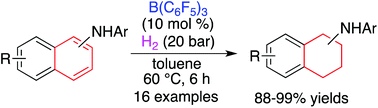 Graphical abstract: B(C6F5)3-catalyzed metal-free hydrogenation of naphthylamines