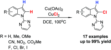 Graphical abstract: Cu-mediated direct regioselective C-2 chlorination of indoles